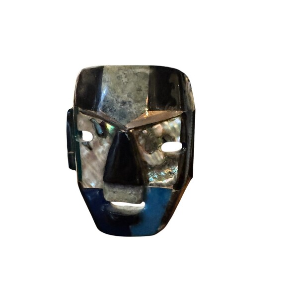 Tribal Mask Fused Glass Face Figure Cancun Art Figurine Mexico Souvenir Handmade - Picture 6 of 14